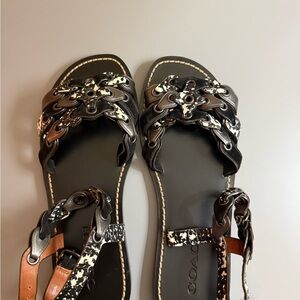 Coach Black and Tan Women's Sandals